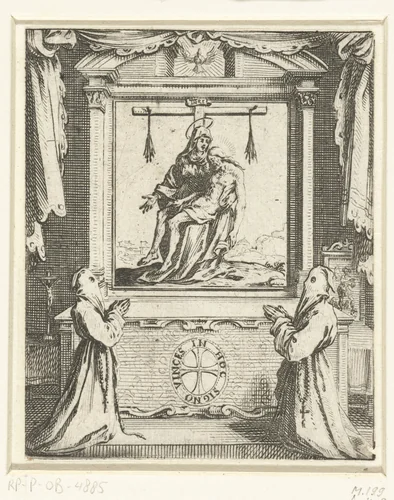 Titelblad voor 'Règlement et establissement de la Compagnie des Pénitens blancs de la Ville de Nancy' by Jacques Callot, print, 1634-1635