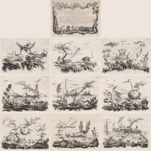 Suite of the most notable things seen by John Wilkins erudite English Bishop during his famous voyage from the Earth to the Moon … dedicated to Sir William Hamilton ambassador to the Court of Naples by Filippo Morghen, other, 1764-1774