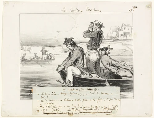 An Encounter in Open Water, plate eleven from Les Canotiers Parisiens by Honoré-Victorin Daumier, print, 1843