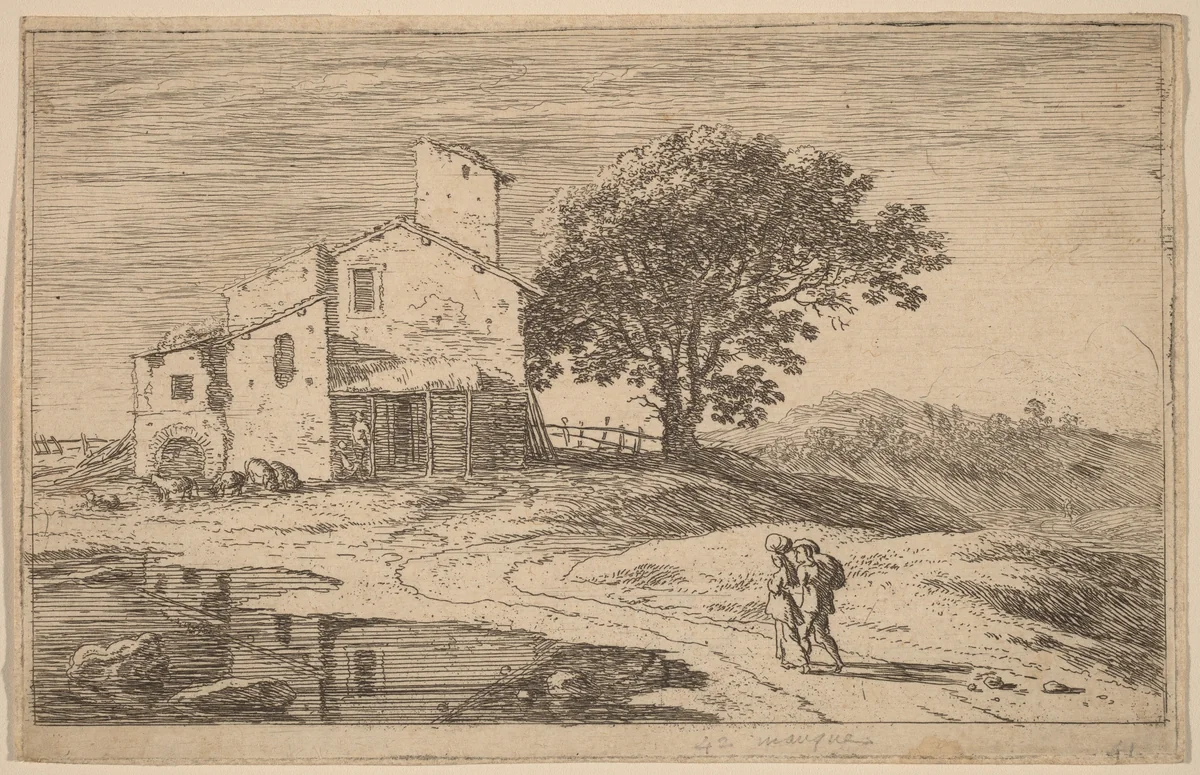 Large Tree near a House by Herman van Swanevelt, print, 1600-1655