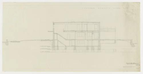 Hermann Lange House, Krefeld, Germany, Section by Ludwig Mies van der Rohe, mies van der rohe archive, 1927