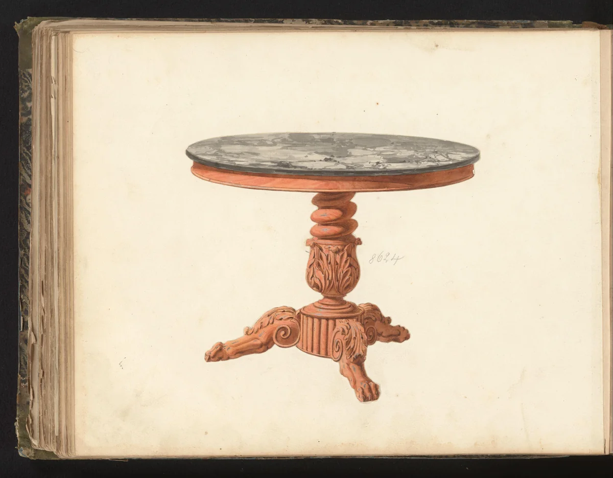 Ontwerp voor een tafel by anonymous, drawing, 1825-1839
