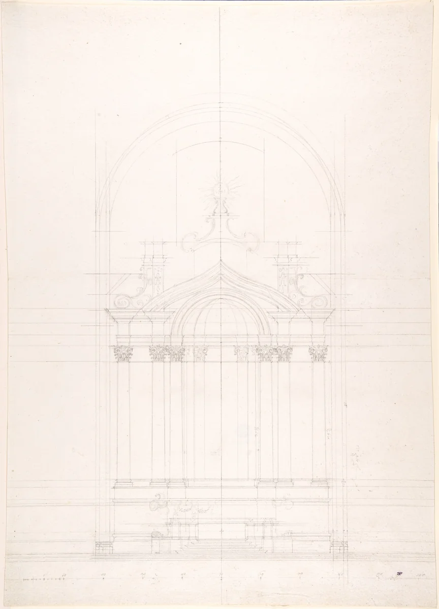 Design for the high altar of the Gesù Nuovo, Naples by Luigi Vanvitelli, drawing, 1700-1773