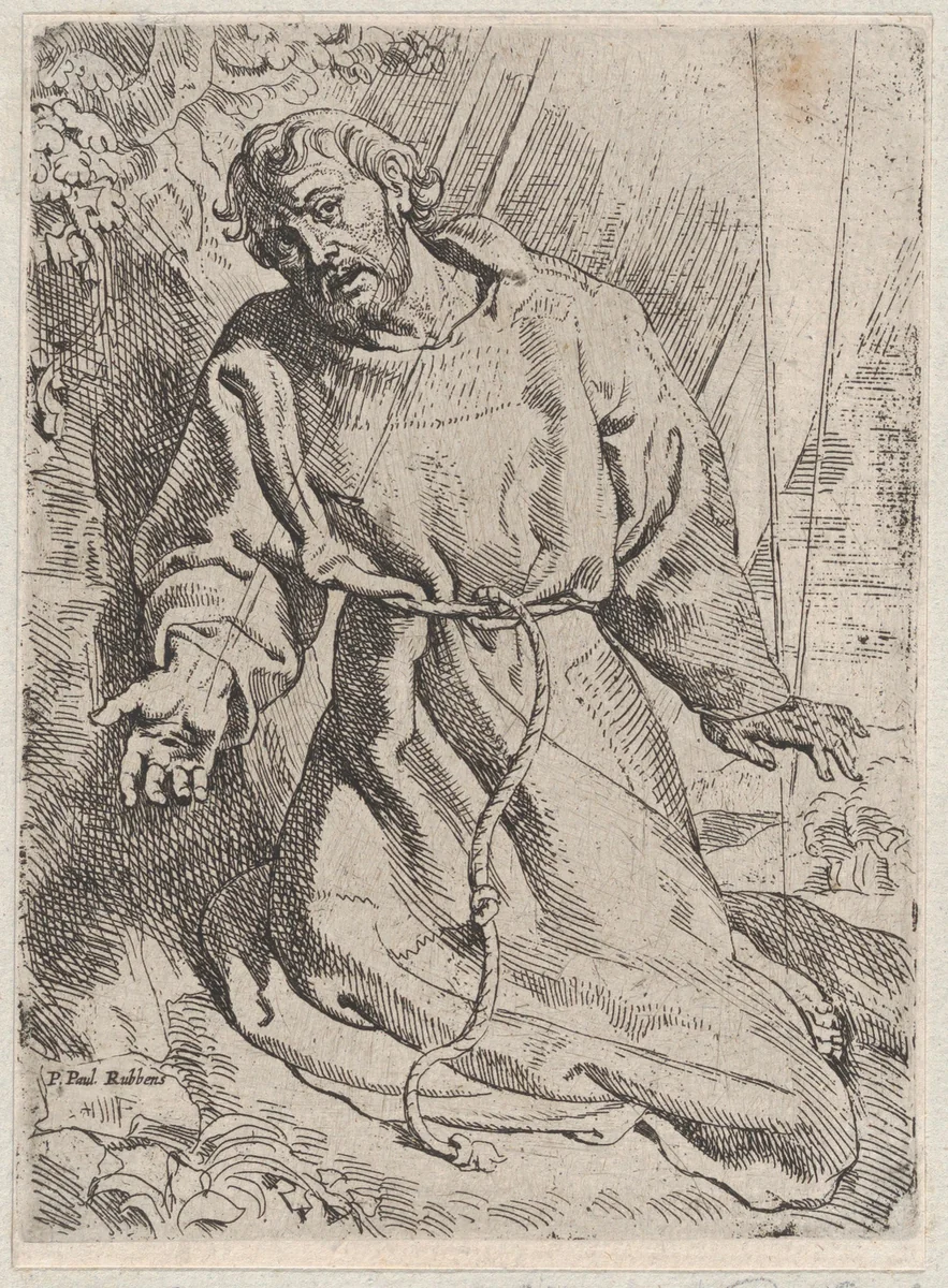 Saint Francis Receiving the Stigmata by Willem Pietersz Buytewech, print, 1608-1618