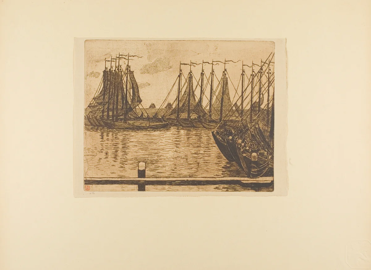 Fishing Fleet, from the seventh album of L'Estampe originale by Théo van Rysselberghe, print, 1893