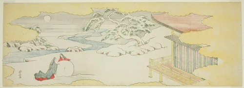 Illustration of The Bluebell (Asagao), Chapter 20 of the Tale of Genji (Genji monogatari) by Katsushika Hokusai (葛飾 北斎), print