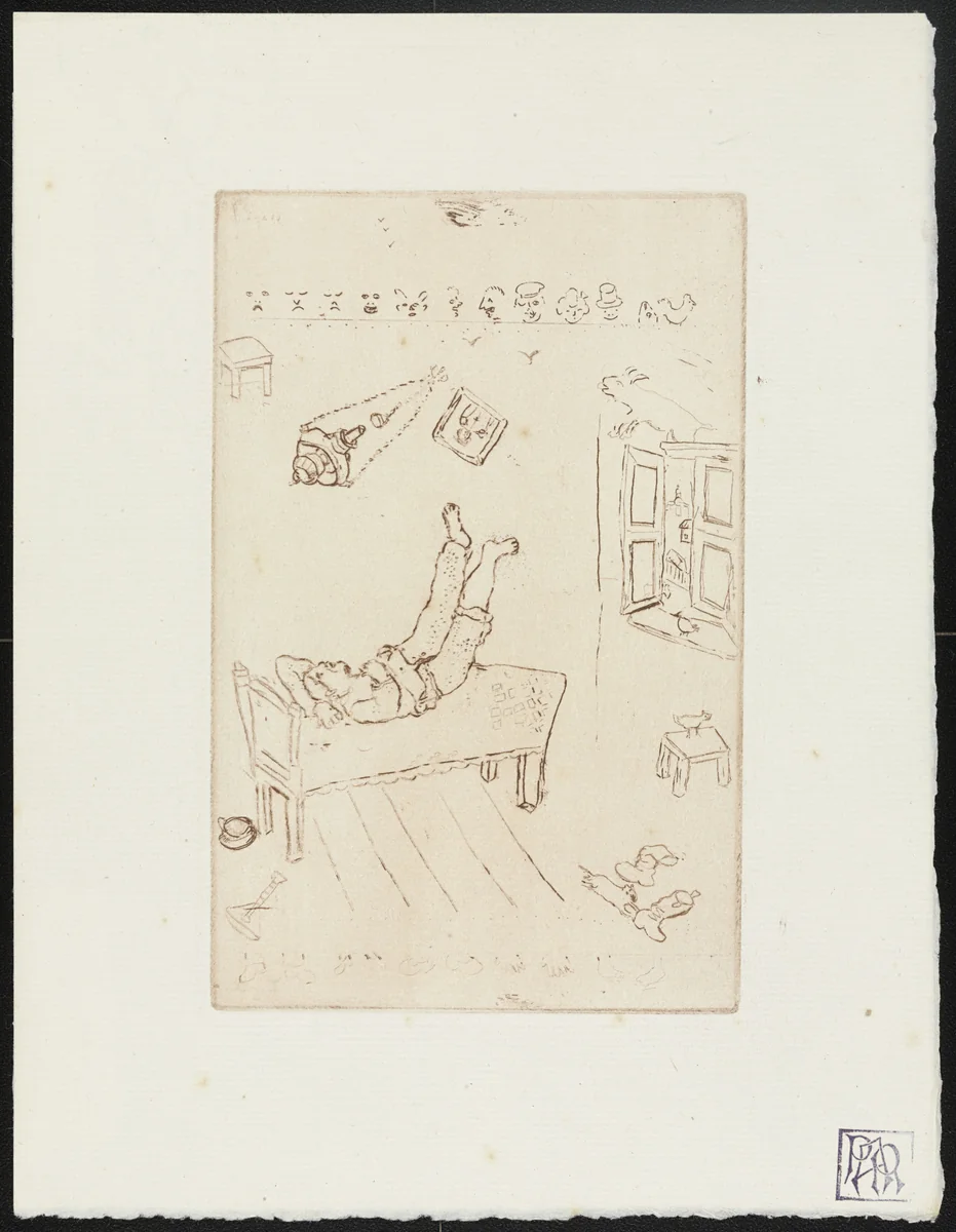 Sloth I (La Paresse I) from The Seven Deadly Sins (Les Sept péchés capitaux) by Marc Chagall, print, 1925