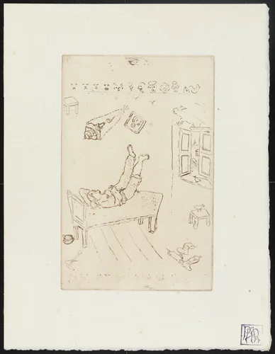 Sloth I (La Paresse I) from The Seven Deadly Sins (Les Sept péchés capitaux) by Marc Chagall, print, 1925