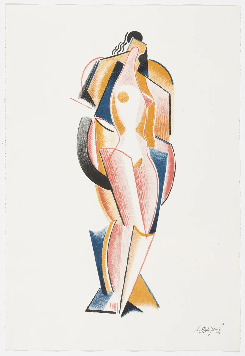 Untitled (Standing Woman) from the portfolio Alexandre Archipenko: Dreizehn Steinzeichnungen by Alexander Archipenko, print, 1921