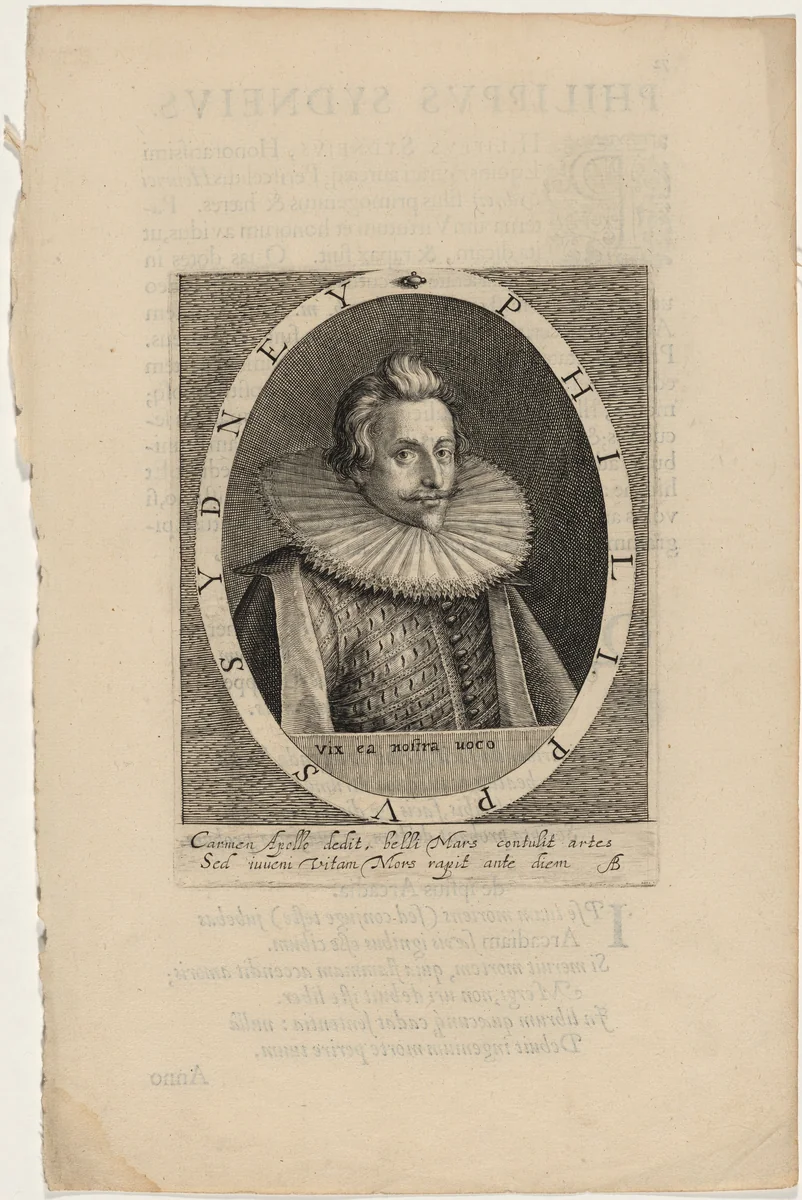 Sir Philip Sidney, Soldier and Poet by Willem de Passe, print, 1620