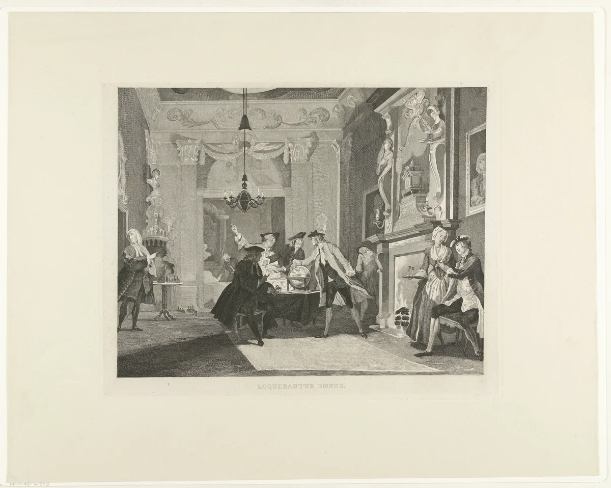 Iedereen praatte by Tieleman Cato Bruining, print, 1850