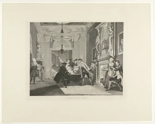 Iedereen praatte by Tieleman Cato Bruining, print, 1850
