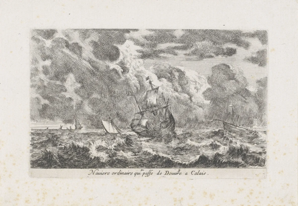 Schip van Dover naar Calais by Stefano della Bella, print, 1647