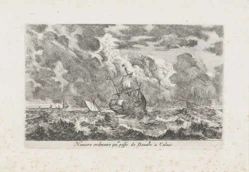 Schip van Dover naar Calais by Stefano della Bella, print, 1647