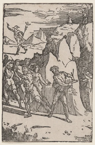 The Metals Fleeing from Vulcan by Domenico Beccafumi, print, 1530-1535