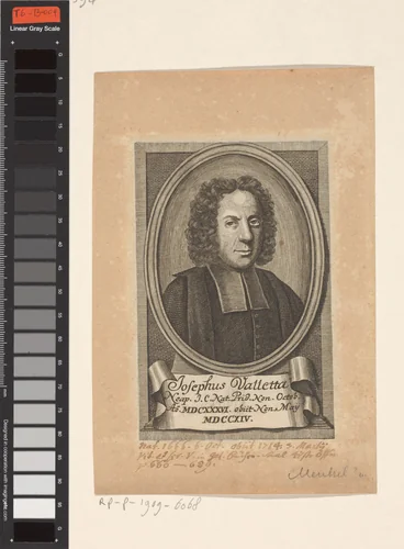 Portret van Josephus Valletta by Johann Georg Mentzel, print, 1687-1743
