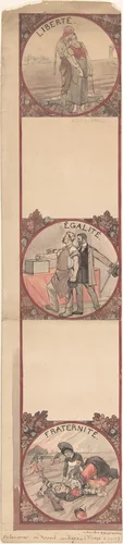 Liberté, Egalité, Fraternité by Félicien Rops, drawing, 1833-1898