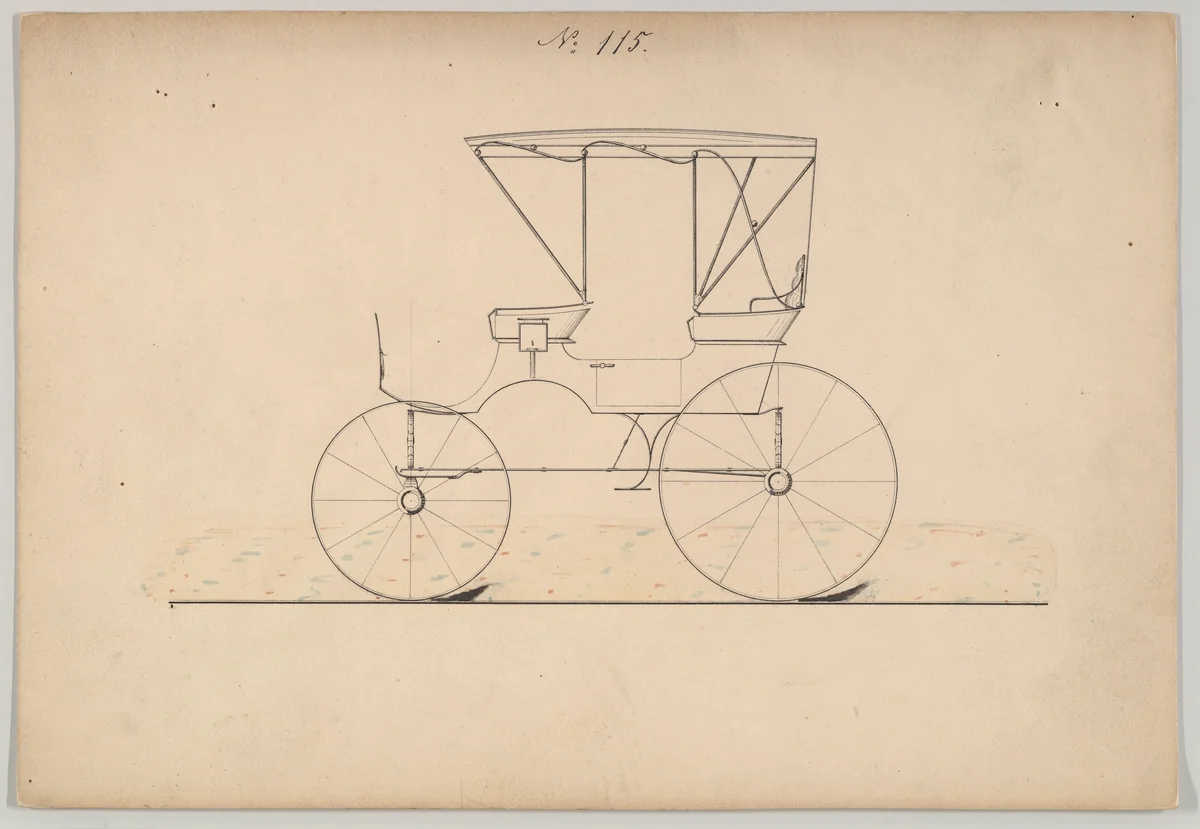 Extension Top Phaeton #115 by Brewster & Co., drawing, 1860-1870