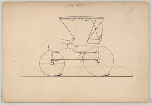 Extension Top Phaeton #115 by Brewster & Co., drawing, 1860-1870