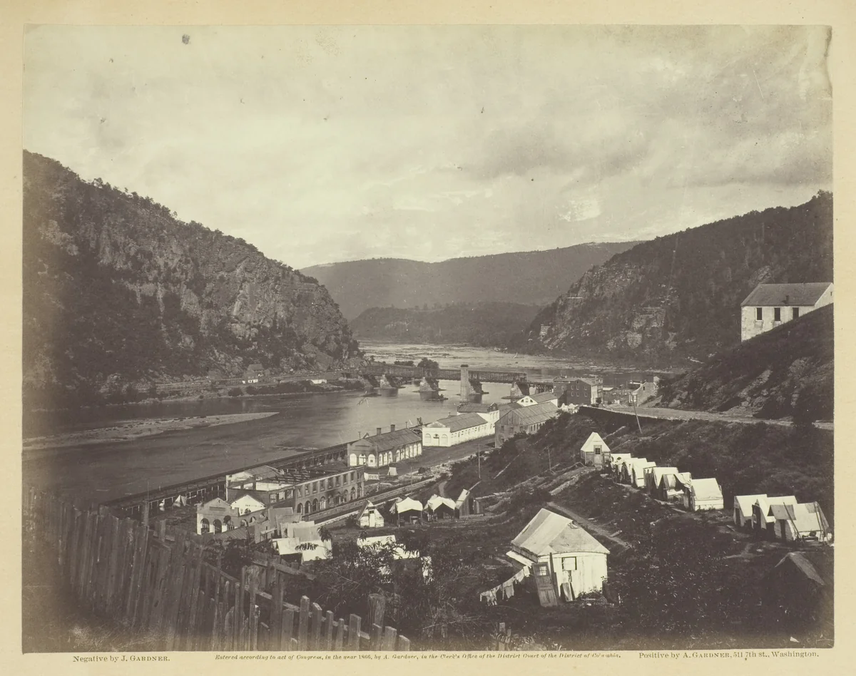 Meeting of the Shenandoah and Potomac at Harper's Ferry by James Gardner, photograph, 1865