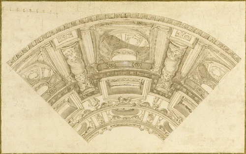 Design for Trompe l'Oeil Cupola by Andrea Pozzo, drawing, 1600-1699