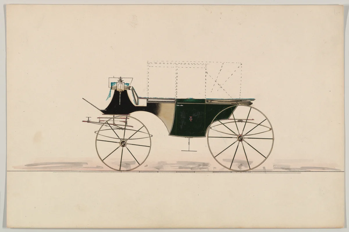 Design for Double Front Landaulet (unnumbered) by Brewster & Co., drawing, 1850-1870