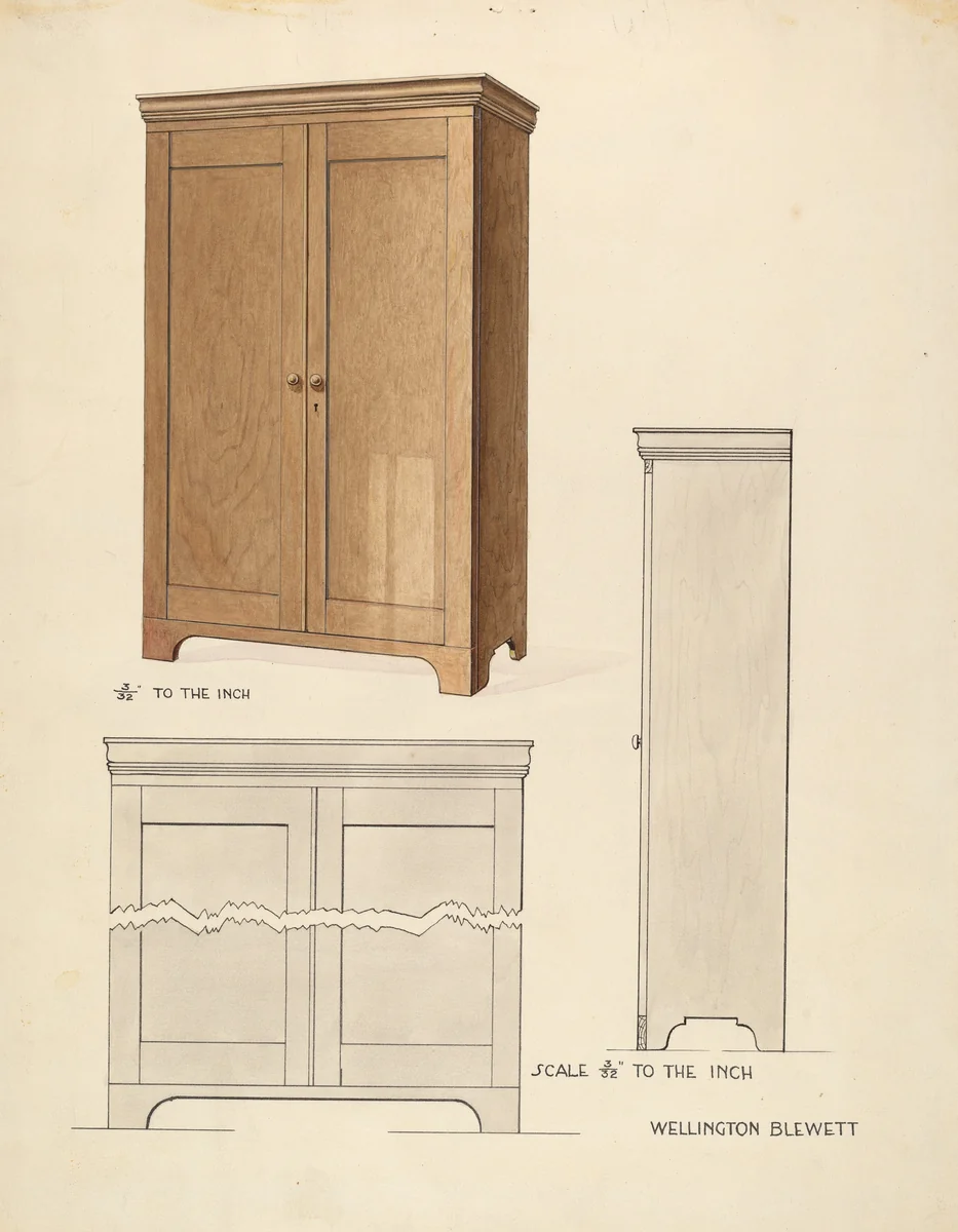 Bishop Hill: Cupboard by Wellington Blewett, index of american design, 1936