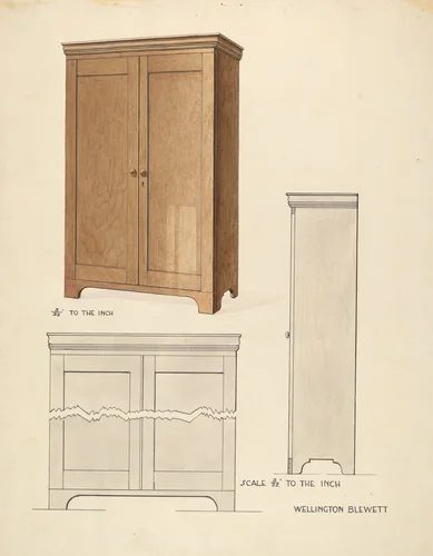 Bishop Hill: Cupboard by Wellington Blewett, index of american design, 1936