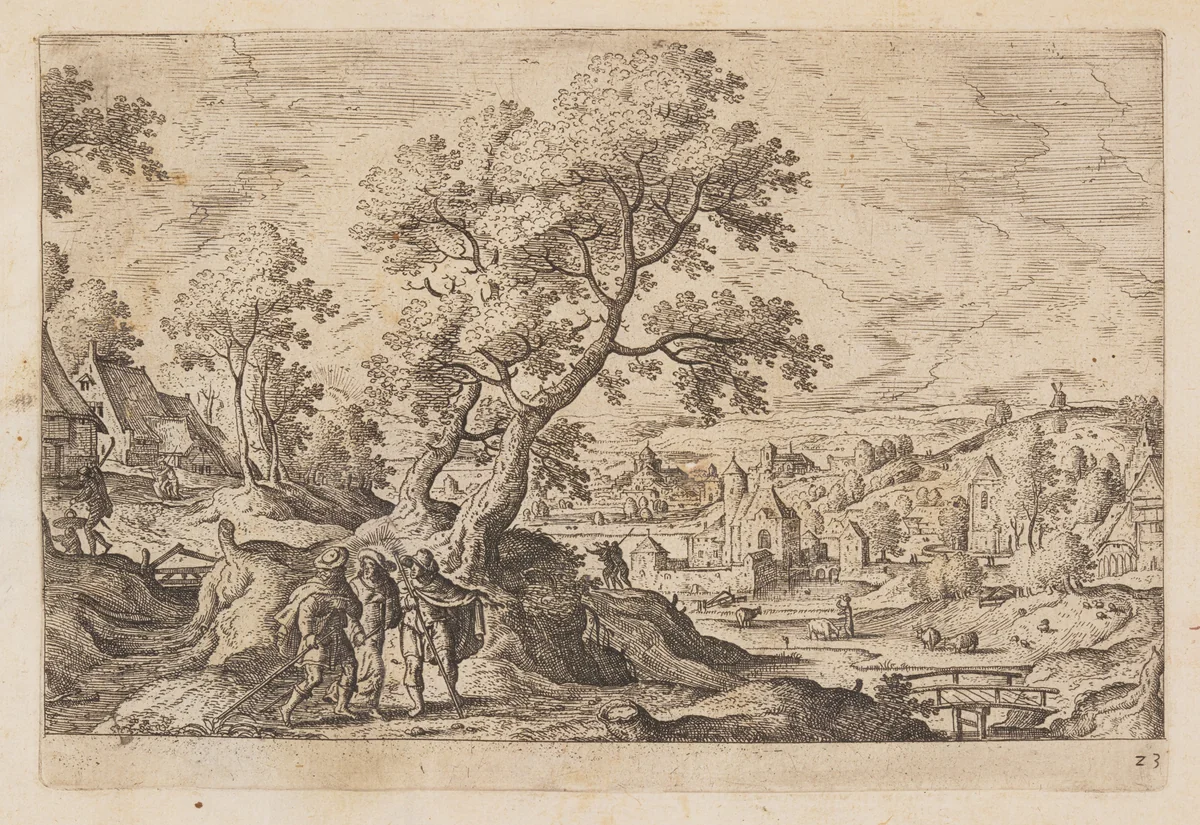 Plate 23, from Landscapes with Scenes from the Old and New Testament and Ovid’s Metamorphoses by Hans Bol, print, 1574