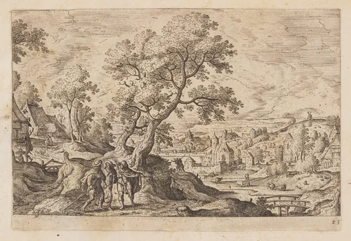 Plate 23, from Landscapes with Scenes from the Old and New Testament and Ovid’s Metamorphoses by Hans Bol, print, 1574