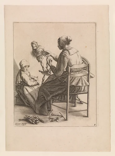 A Woman Spinning, Plate 4 from "Five Feminine Occupations" by Geertruydt Roghman, print, 1635-1657