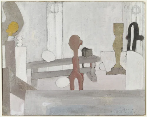 View of the Artist's Studio by Constantin Brâncuși, drawing, 1918