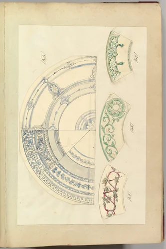 Six Designs for Decorated Plates by Alfred Forrester, drawing, 1845-1855
