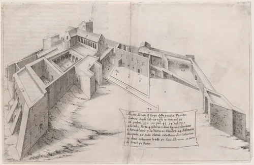 Plate 2, from "Trattato delle Piante & Immagini de Sacri Edifizi di Terra Santa" (Treatise of the Plans & Images of the Sacred Buildings of the Holy Land) by Jacques Callot, print, 1620