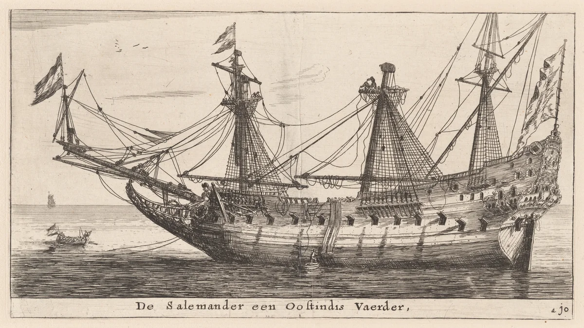 The "Salemander," an East-Indian Merchantman by Reinier Nooms, print, 1647-1657