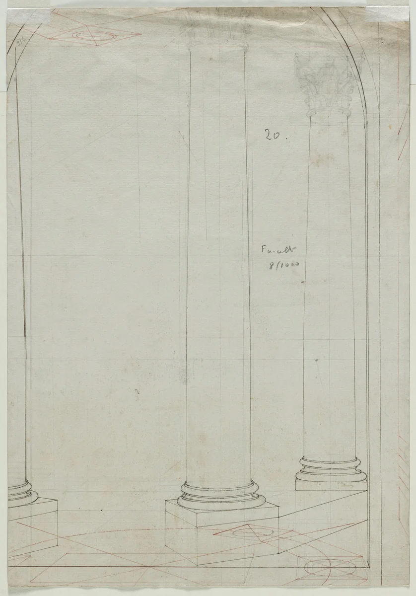 Architectural Drawing of Columns (verso) by Pietro Fancelli, drawing, 1805-1825