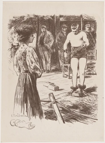 Lutteurs by Paul Edouard Crébassa, print, 1895