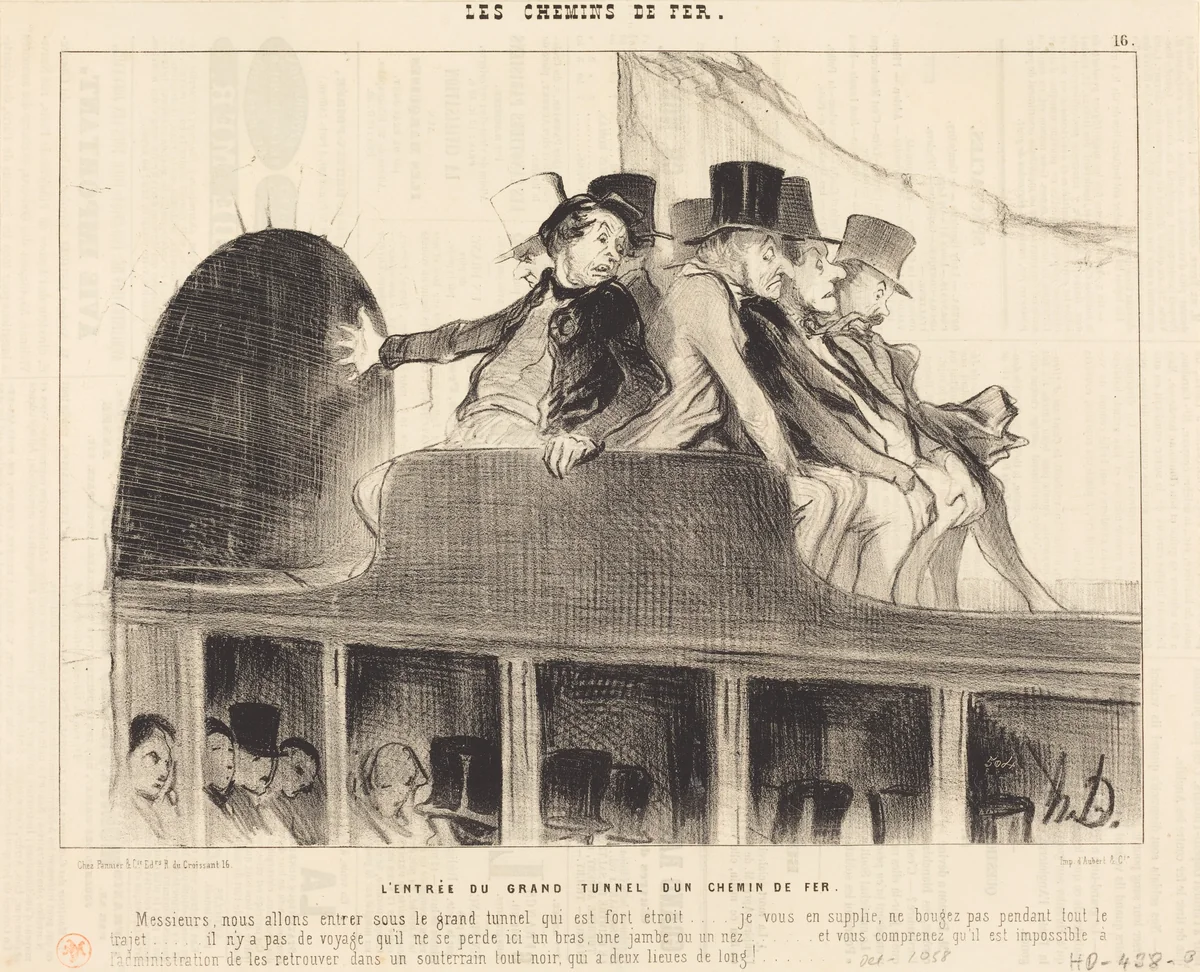 L'Entrée du Grand tunnel d'un chemin de fer by Honoré Daumier, print, 1843