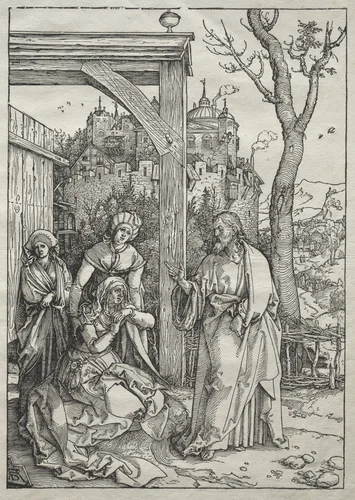 Life of the Virgin: Christ Taking Leave of His Mother by Albrecht Dürer, print, 1504-1505