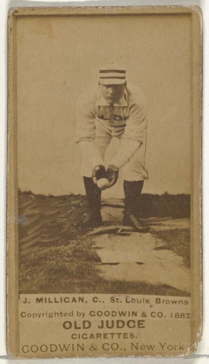 Jocko Milligan, Catcher, St. Louis Browns, from the Old Judge series (N172) for Old Judge Cigarettes by Goodwin & Company, photograph, 1887