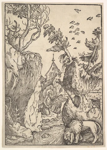 St. Jerome in the Desert by Hans Baldung, print, 1506-1516
