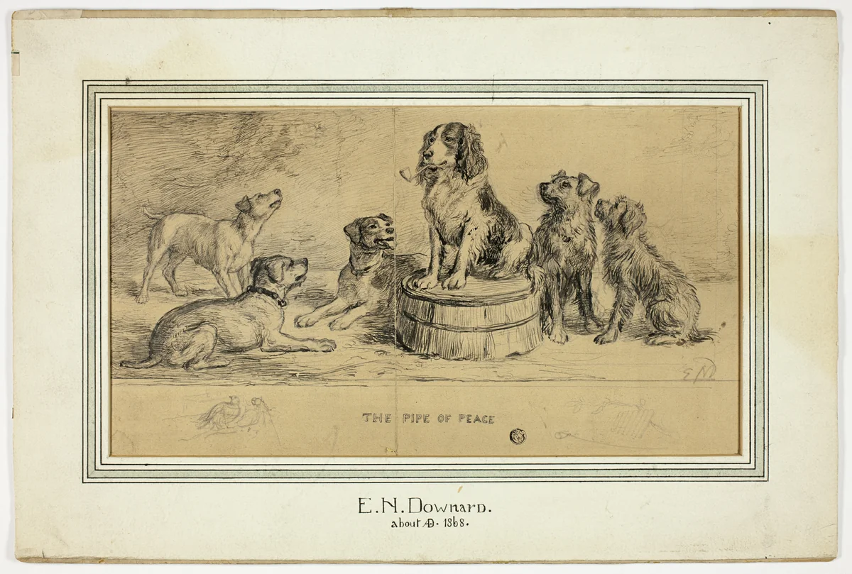 The Pipe of Peace (recto); Sketch of Village Street (verso) by Ebeneezer Newman Downard, drawing, 1849-1894