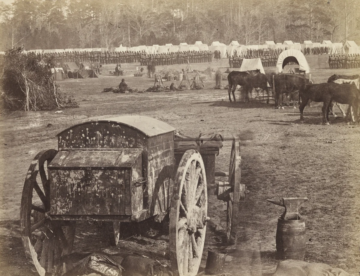 Inspection of Troops at Cumberlanding, Pamunkey, Virginia. by Alexander Gardner, photograph, 1862
