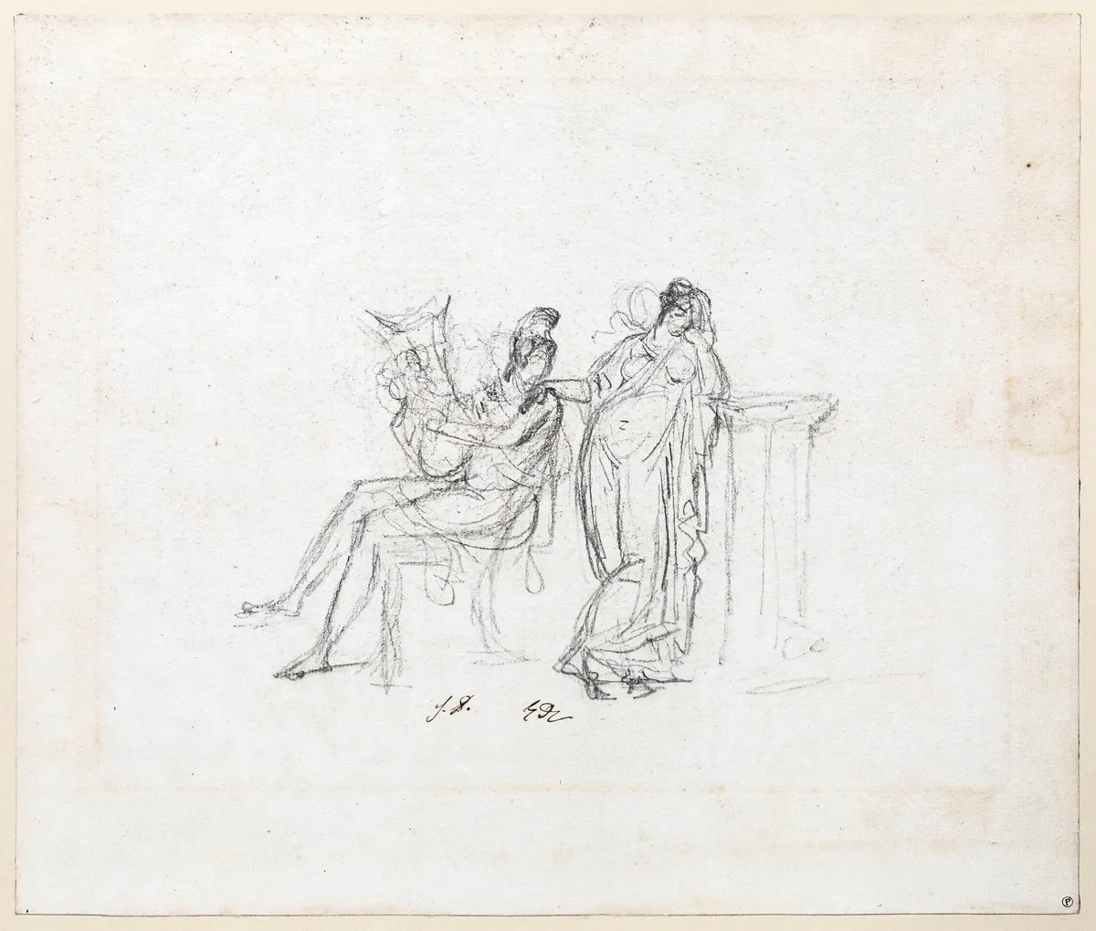Paris and Helen by Jacques-Louis David, drawing, 1777-1791