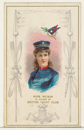 Rose Wilson in Colors of the Boston Yacht Club, from the Yacht Colors of the World series (N140) issued by Duke Sons & Co. to promote Honest Long Cut Tobacco by W. Duke, Sons & Co., print, 1890