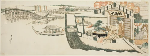 Boating parties on the Sumida River by Katsushika Hokusai (葛飾 北斎), print, 1795-1815