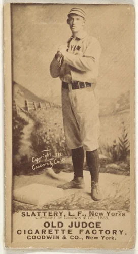 Michael J. Slattery, Left Field, New York, from the Old Judge series (N172) for Old Judge Cigarettes by Goodwin & Company, photograph, 1888