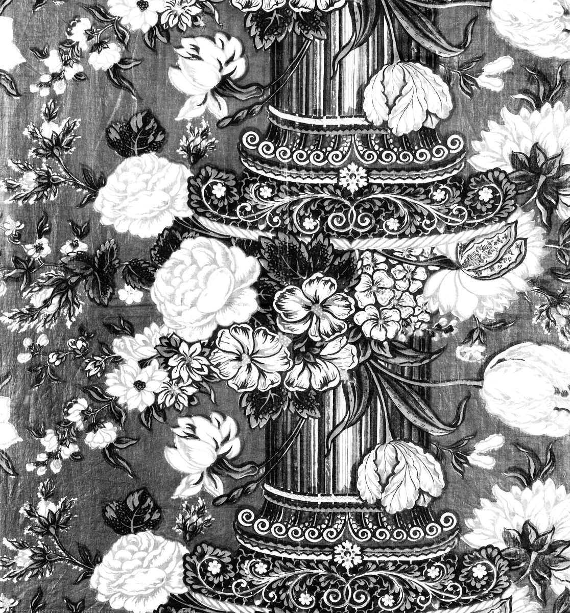 Panel (Pillar Design) by England, textile, 1830-1835