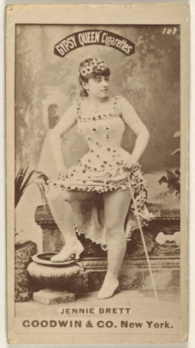 Jennie Brett, from the Actors and Actresses series (N171) for Gypsy Queen Cigarettes by Goodwin & Company, photograph, 1886-1890