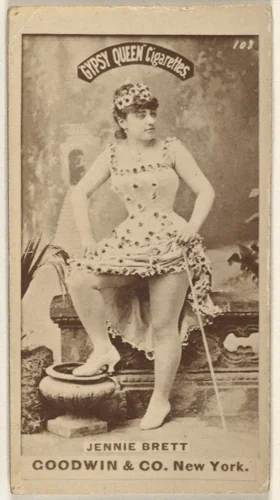 Jennie Brett, from the Actors and Actresses series (N171) for Gypsy Queen Cigarettes by Goodwin & Company, photograph, 1886-1890